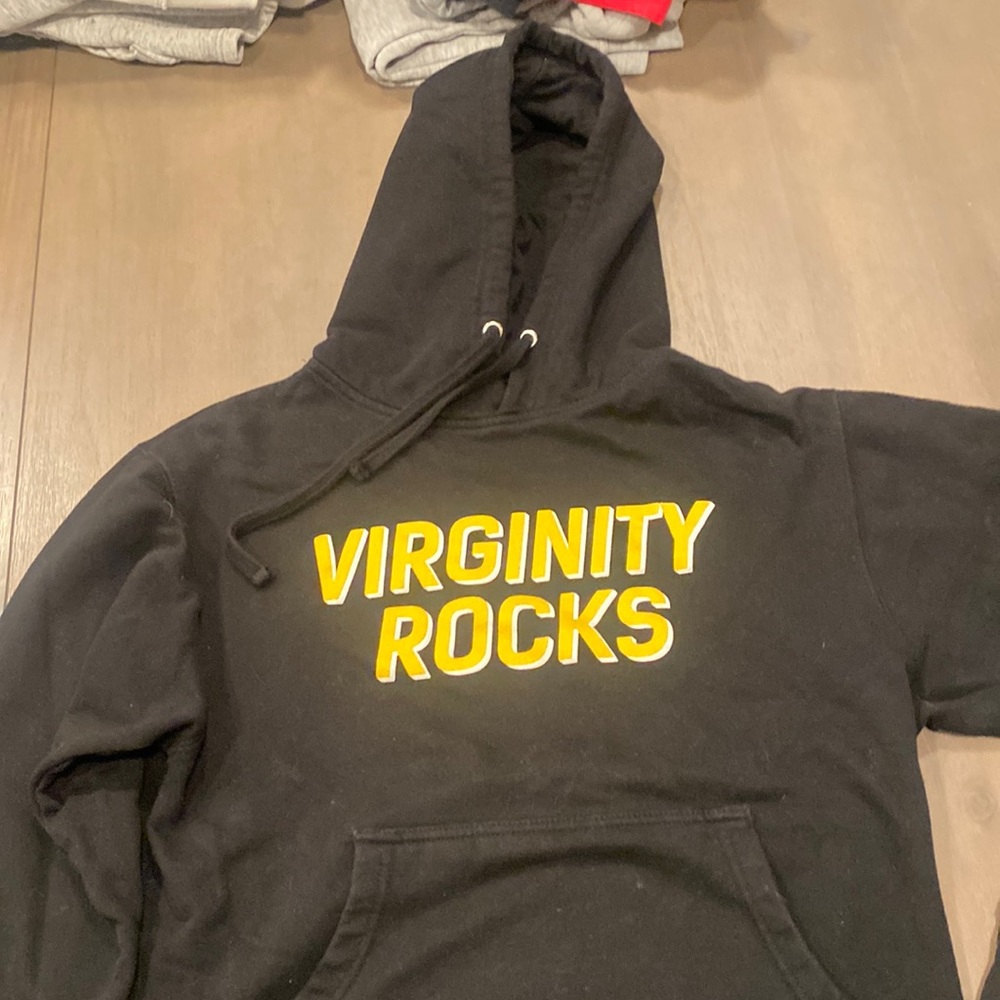 Virginity Rocks Black Hoodie Size S
